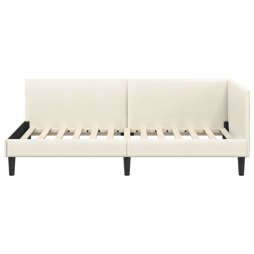 Hjørnesengramme med hovedgærde Creme 100 cm x 200 cm Fløjl