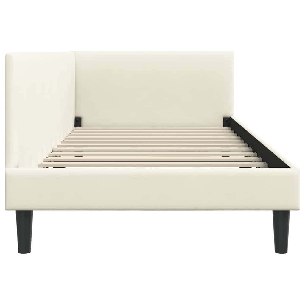 Hjørnesengramme med hovedgærde Creme 100 cm x 200 cm Fløjl