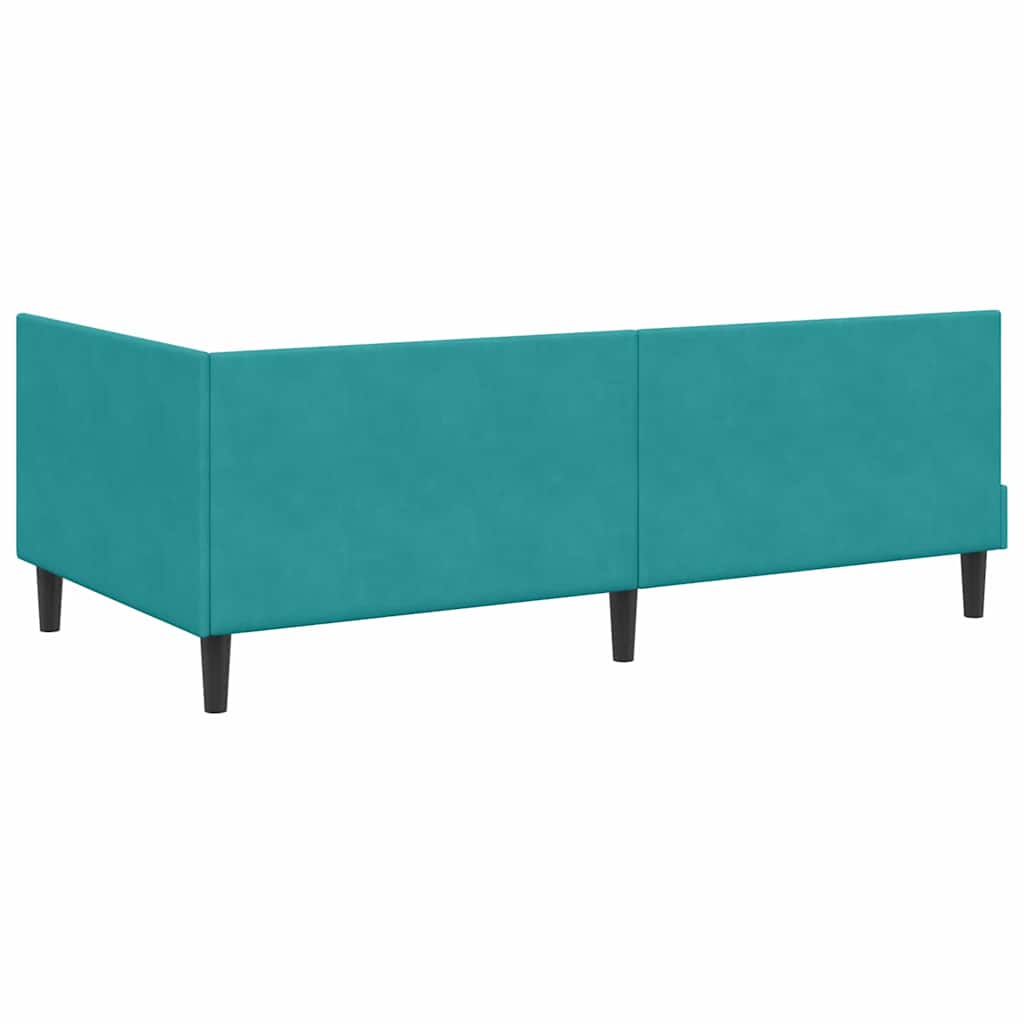 Hjørnesengramme med hovedgærde Turkis 100 cm x 200 cm Fløjl