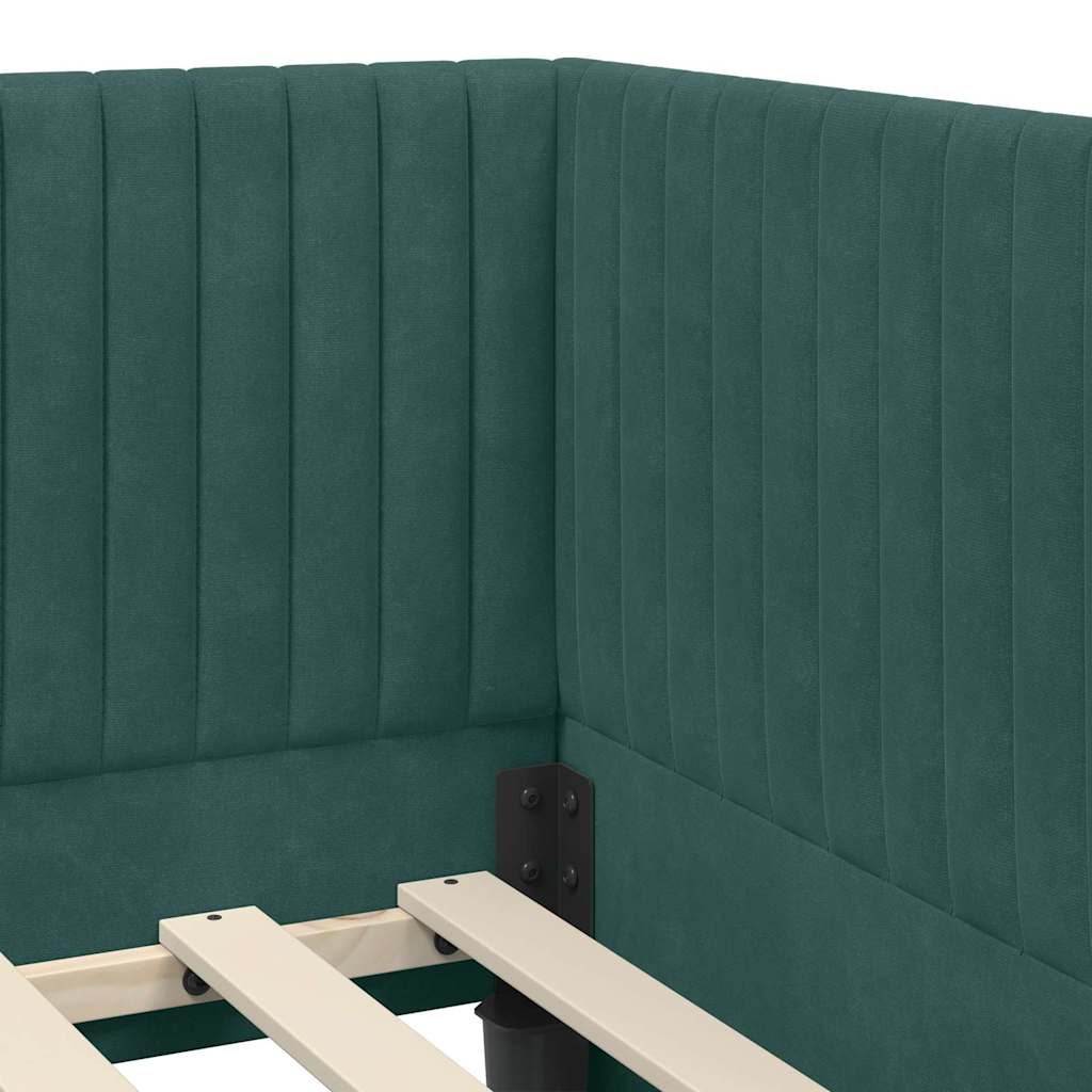 Hjørnesengramme med hovedgærde Mørkegrøn 80 cm x 200 cm Fløjl