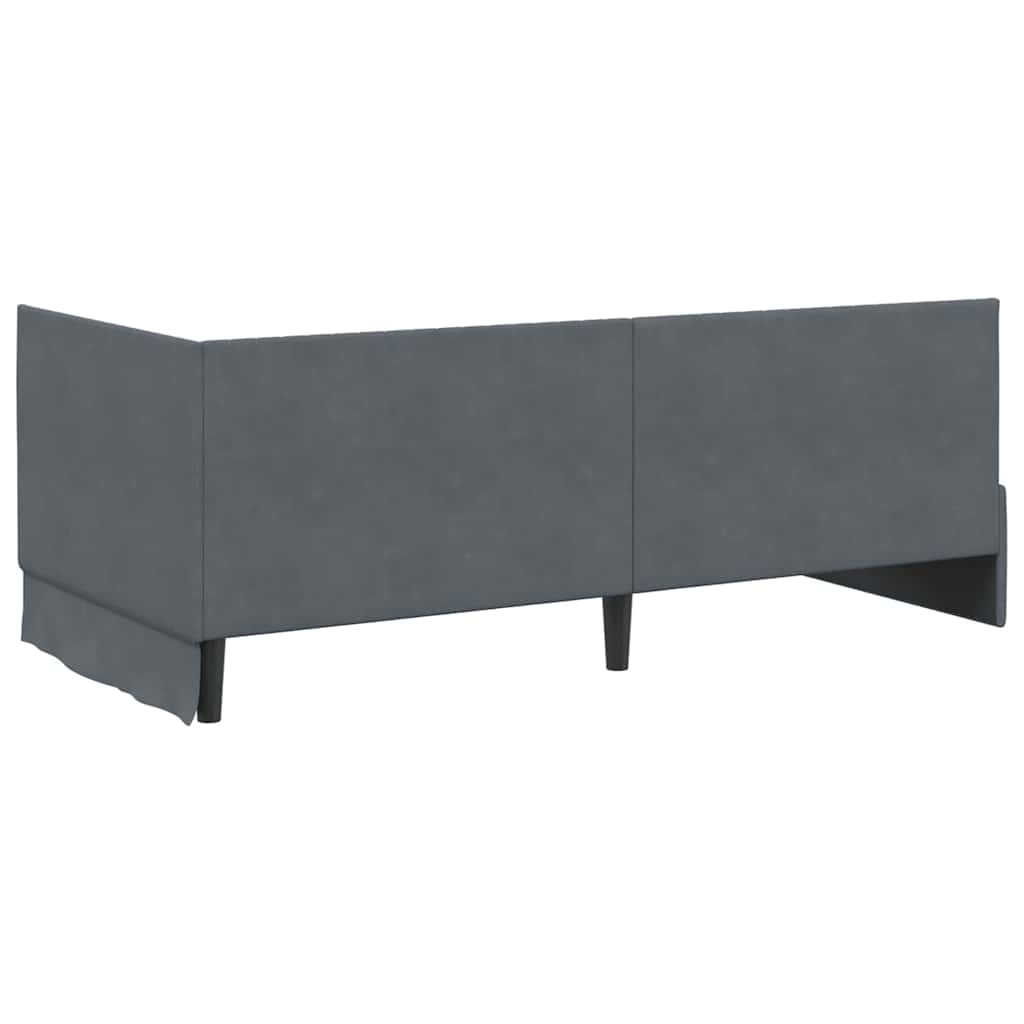 Hjørnesengramme med hovedgærde Mørkegrå 90 cm x 190 cm Fløjl