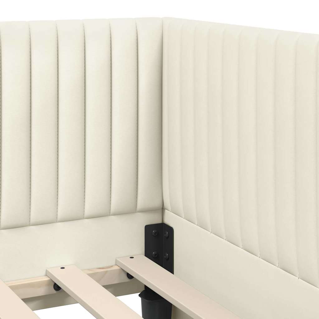 Hjørnesengramme med hovedgærde Creme 100 cm x 200 cm Fløjl