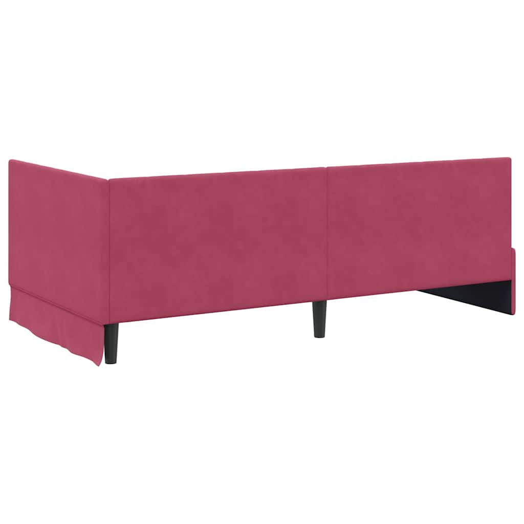 Hjørnesengramme med hovedgærde Vinrød 90 cm x 190 cm Fløjl