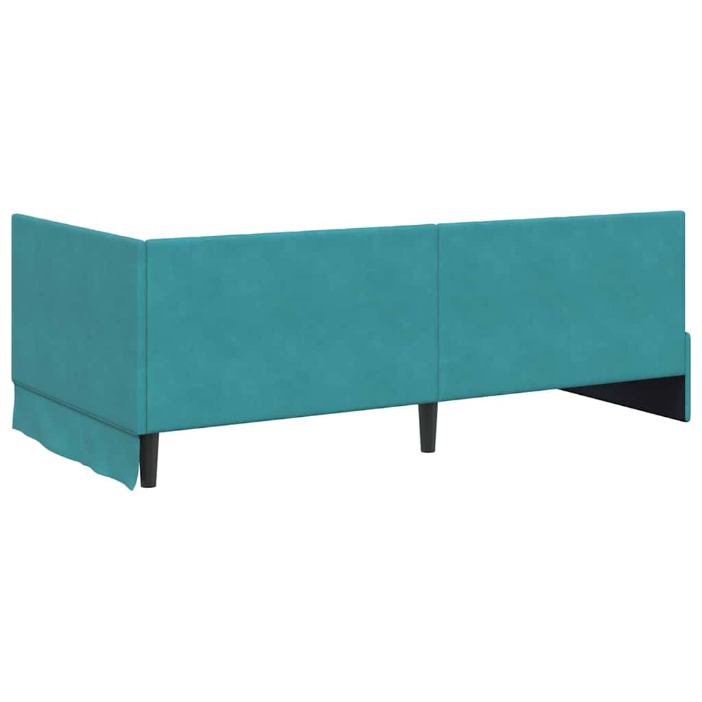 Hjørnesengramme med hovedgærde Turkis 90 cm x 190 cm Fløjl