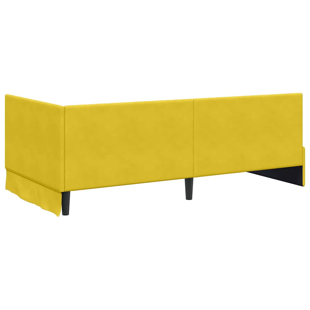 Hjørnesengramme med hovedgærde Gul 90 cm x 200 cm Fløjl