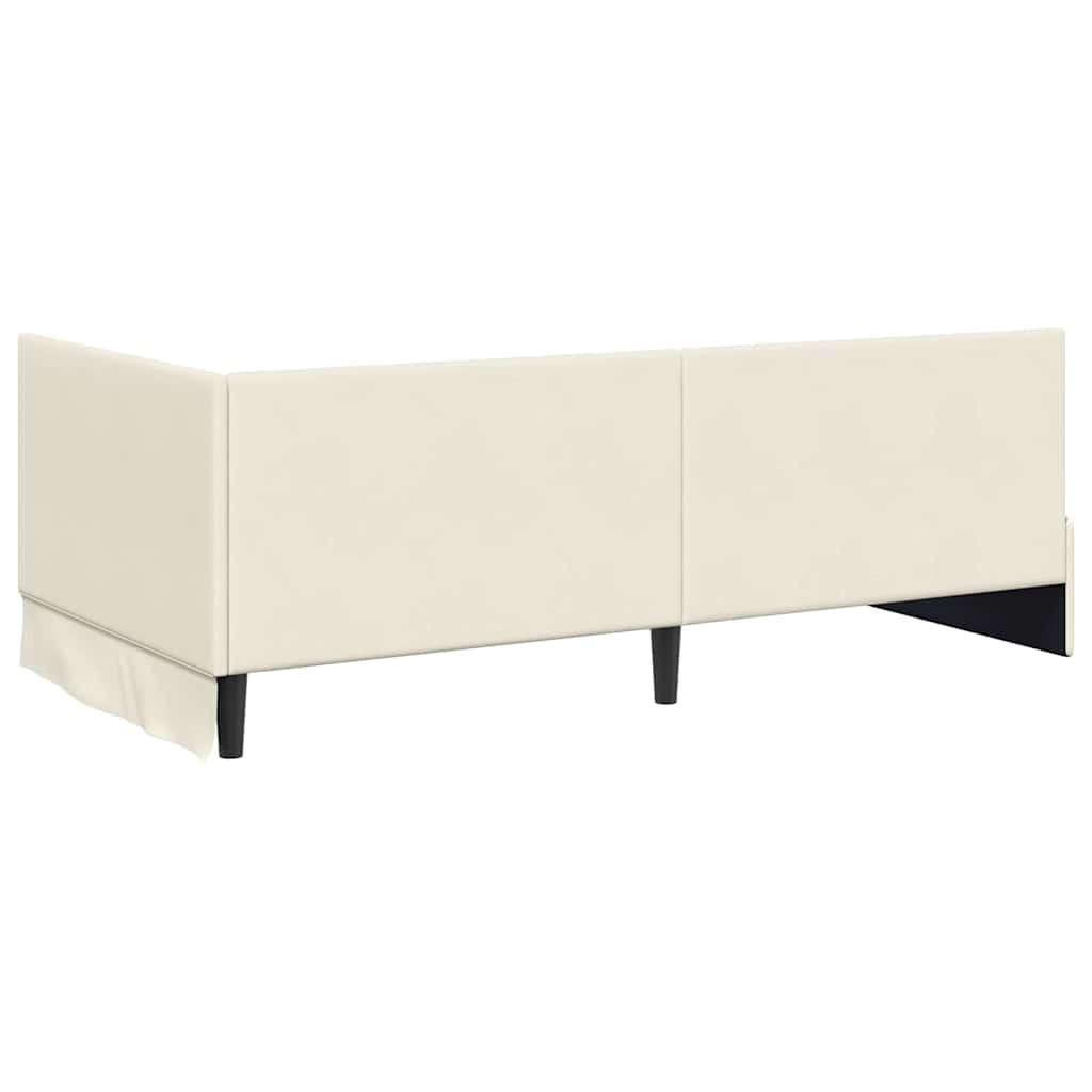 Hjørnesengramme med hovedgærde Creme 90 cm x 200 cm Fløjl