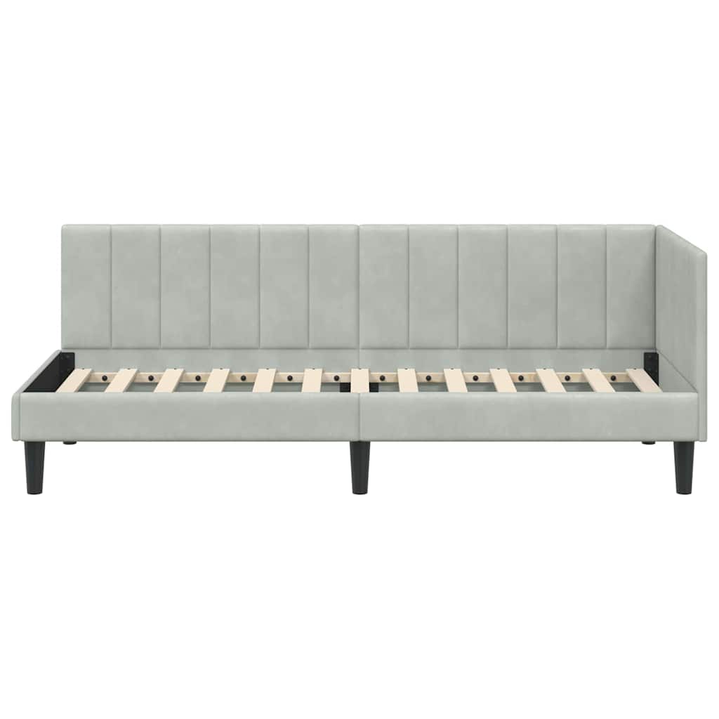 Hjørnesengramme med hovedgærde Lysegrå 80 cm x 200 cm Fløjl