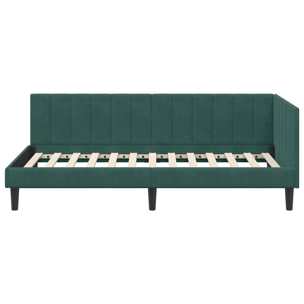 Hjørnesengramme med hovedgærde Mørkegrøn 90 cm x 190 cm Fløjl