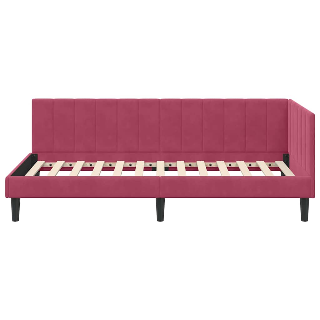 Hjørnesengramme med hovedgærde Vinrød 90 cm x 200 cm Fløjl