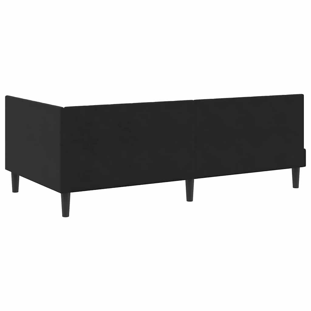 Hjørnesengramme med hovedgærde Sort 90 cm x 200 cm Fløjl