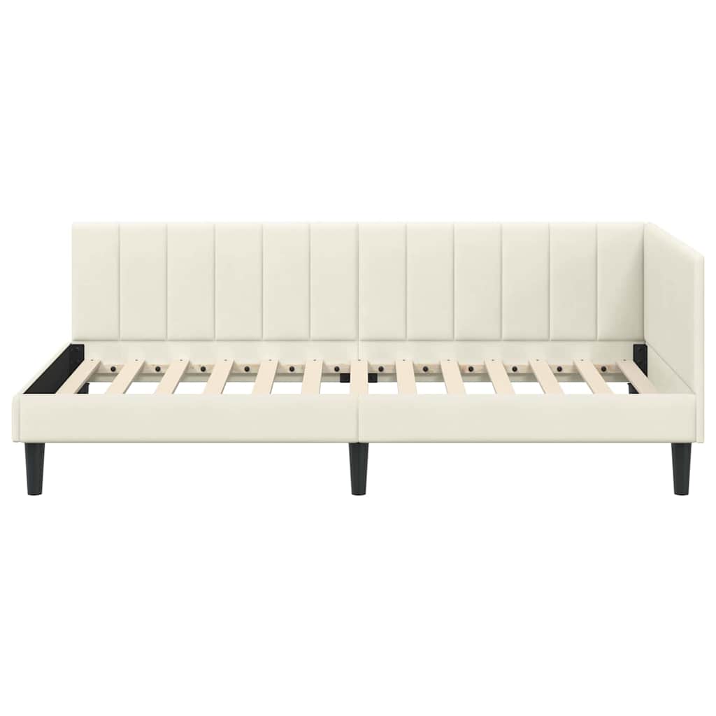 Hjørnesengramme med hovedgærde Creme 90 cm x 200 cm Fløjl