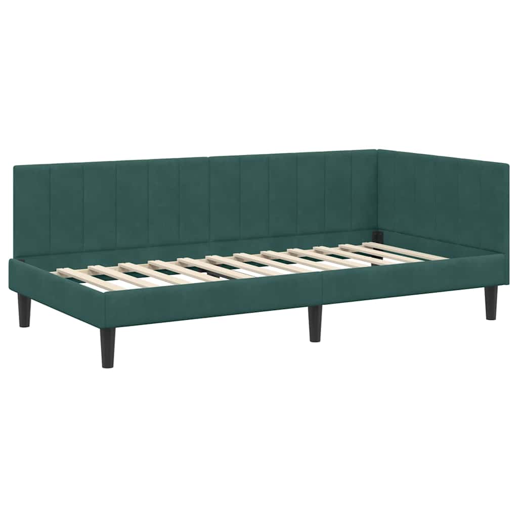 Hjørnesengramme med hovedgærde Mørkegrøn 100 cm x 200 cm Fløjl