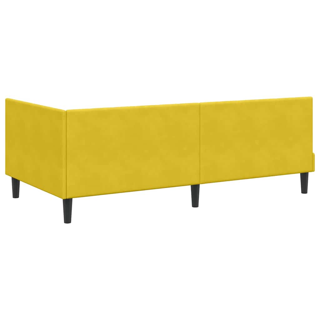 Hjørnesengramme med hovedgærde Gul 100 cm x 200 cm Fløjl