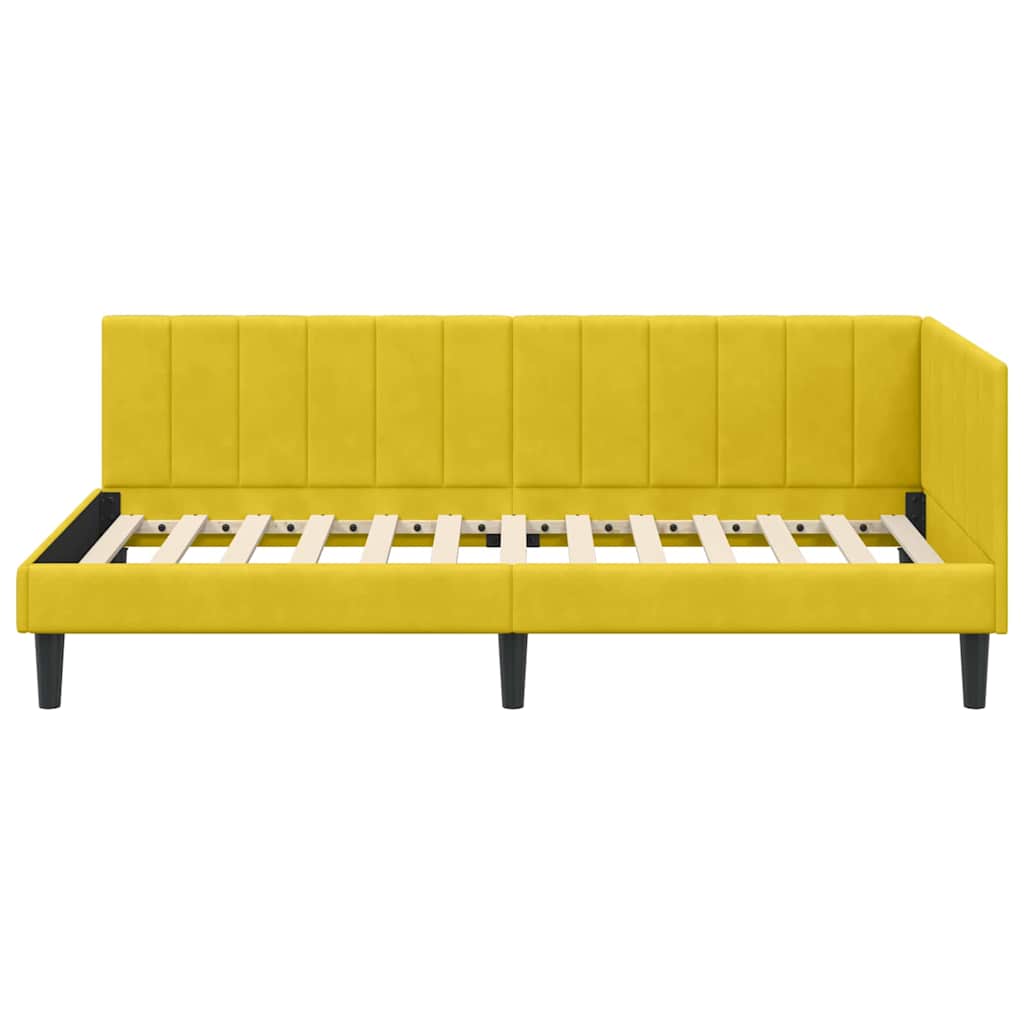 Hjørnesengramme med hovedgærde Gul 100 cm x 200 cm Fløjl