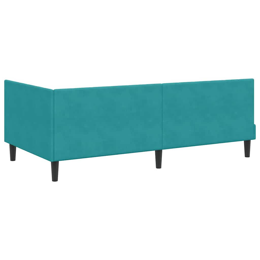 Hjørnesengramme med hovedgærde Turkis 100 cm x 200 cm Fløjl