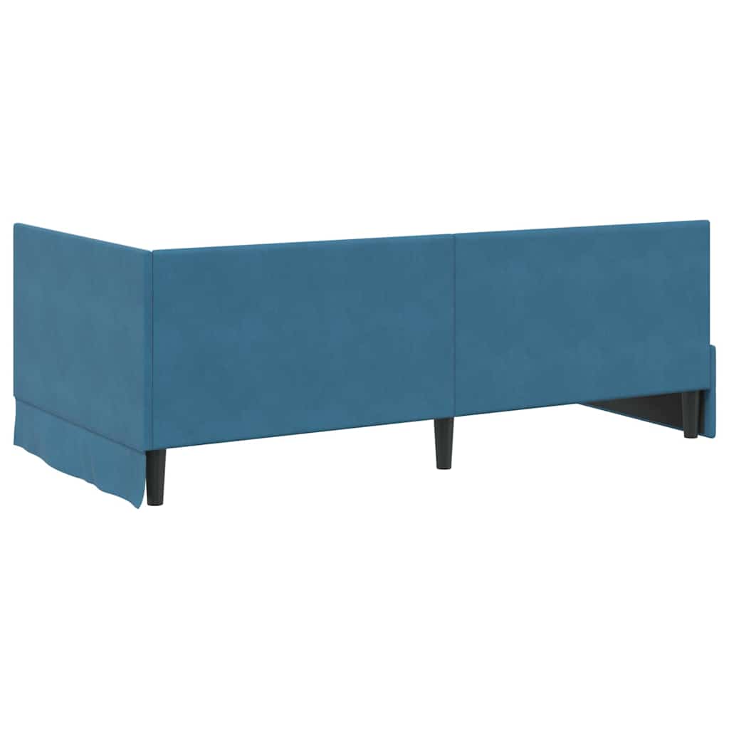 Hjørnesengramme med hovedgærde Blå 90 cm x 190 cm Fløjl