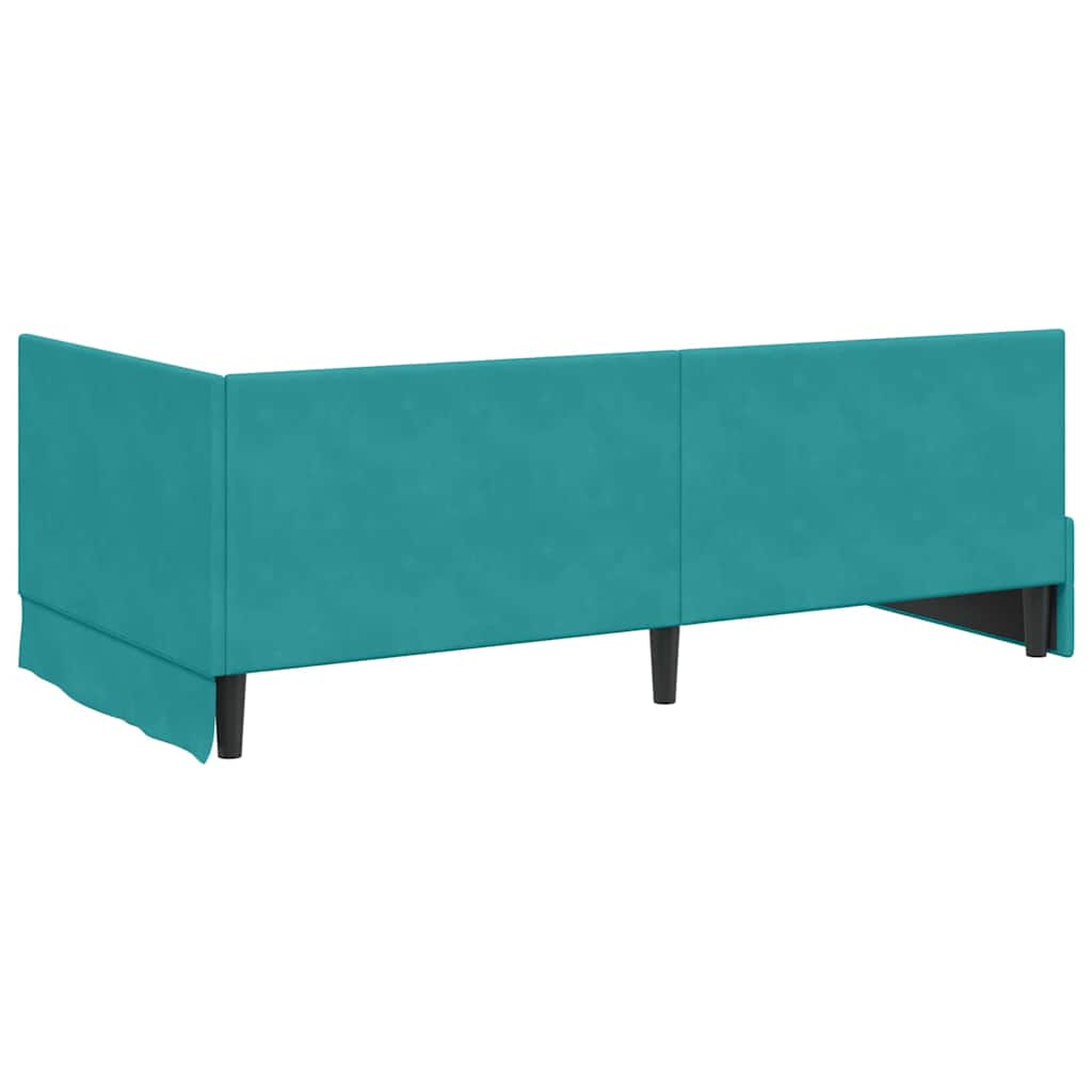 Hjørnesengramme med hovedgærde Turkis 90 cm x 190 cm Fløjl
