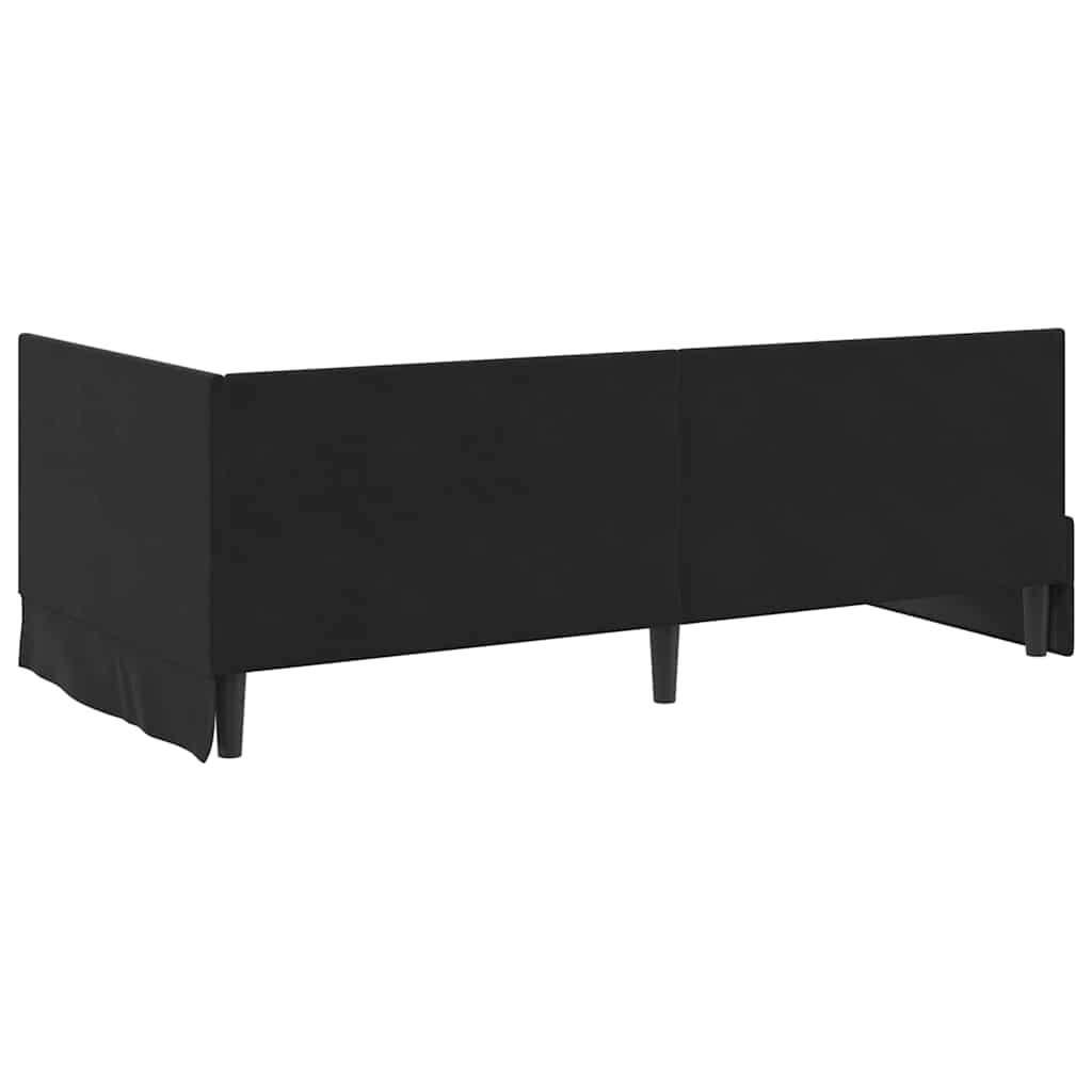 Hjørnesengramme med hovedgærde Sort 90 cm x 200 cm Fløjl