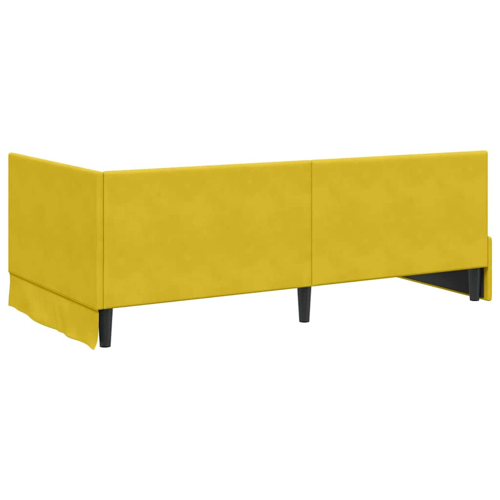 Hjørnesengramme med hovedgærde Gul 90 cm x 200 cm Fløjl