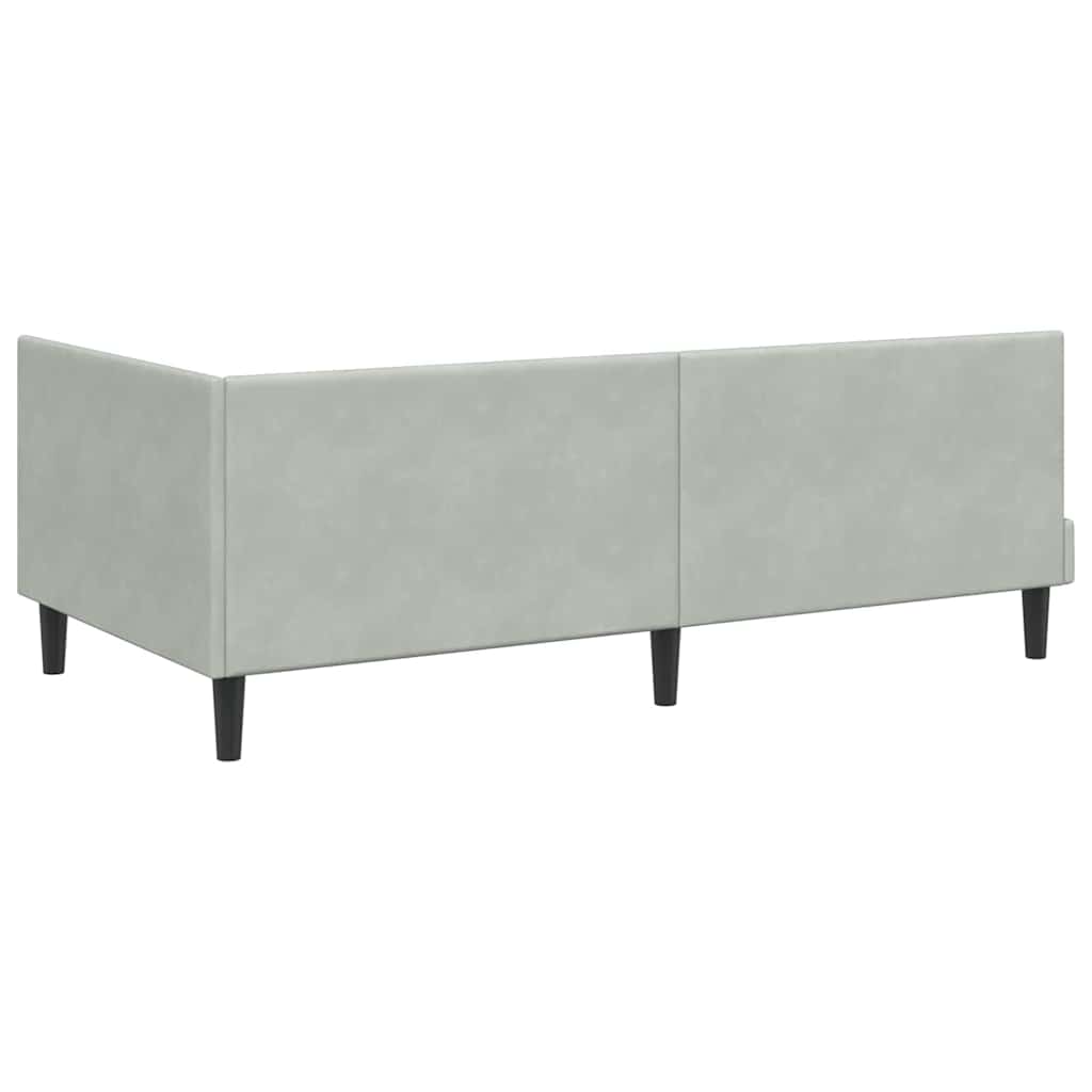 Hjørnesengramme med hovedgærde Lysegrå 90 cm x 190 cm Fløjl
