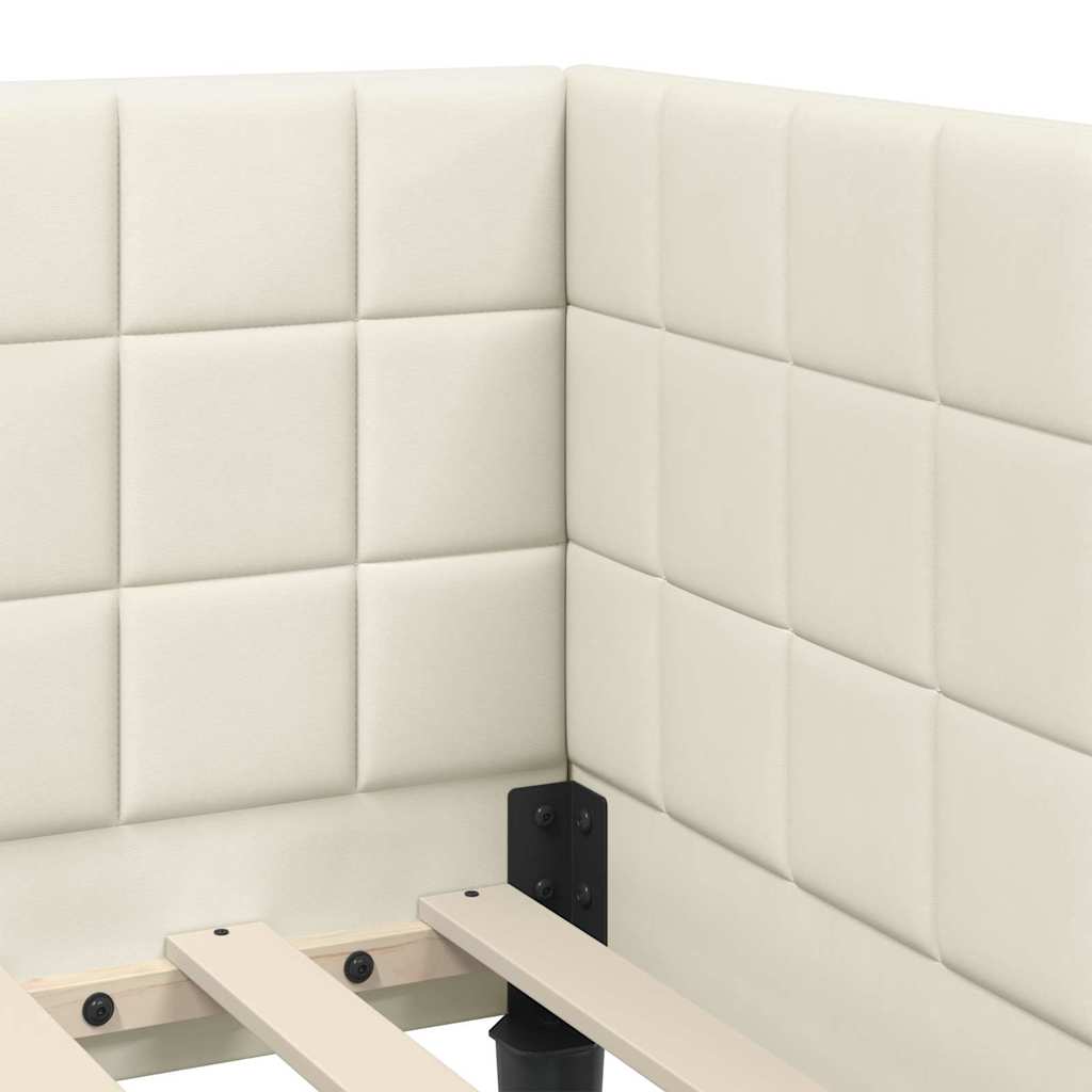 Hjørnesengramme med hovedgærde Creme 90 cm x 200 cm Fløjl