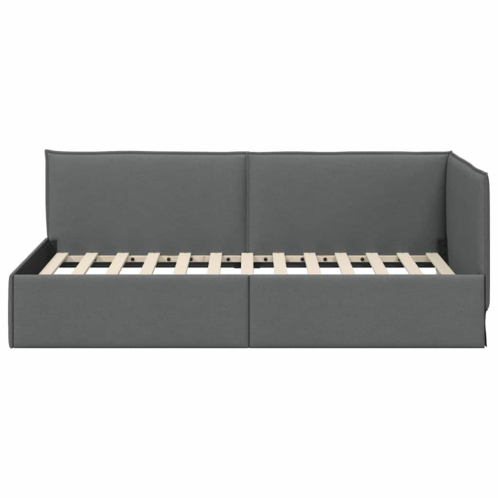Hjørnesengramme med hovedgærde Mørkegrå 80 x 200 cm Stof