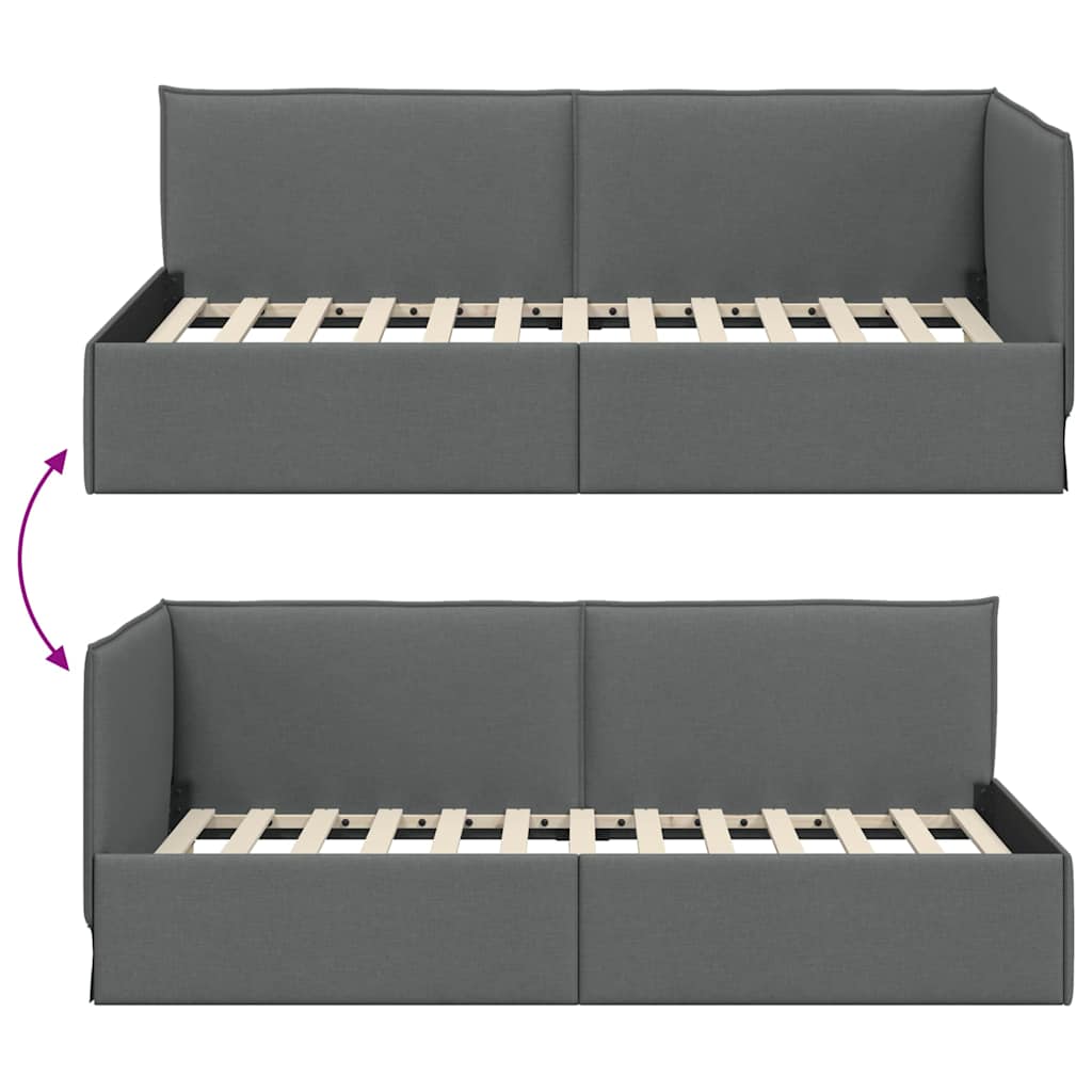Hjørnesengramme med hovedgærde Mørkegrå 80 x 200 cm Stof