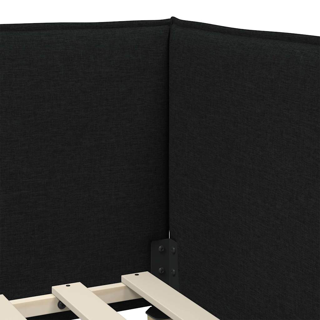 Hjørnesengramme med hovedgærde Sort 100 x 200 cm Stof