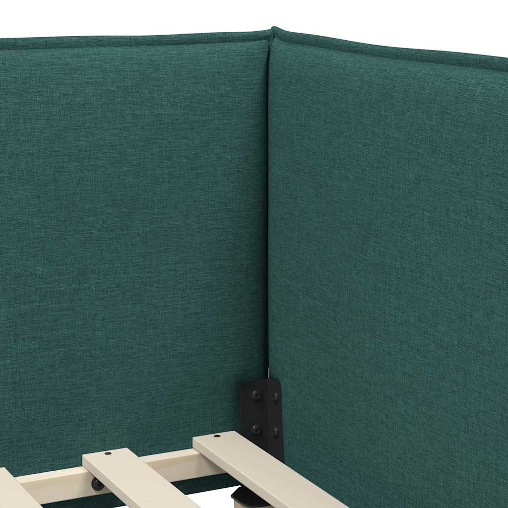 Hjørnesengramme med hovedgærde Mørkegrøn 100 x 200 cm Stof
