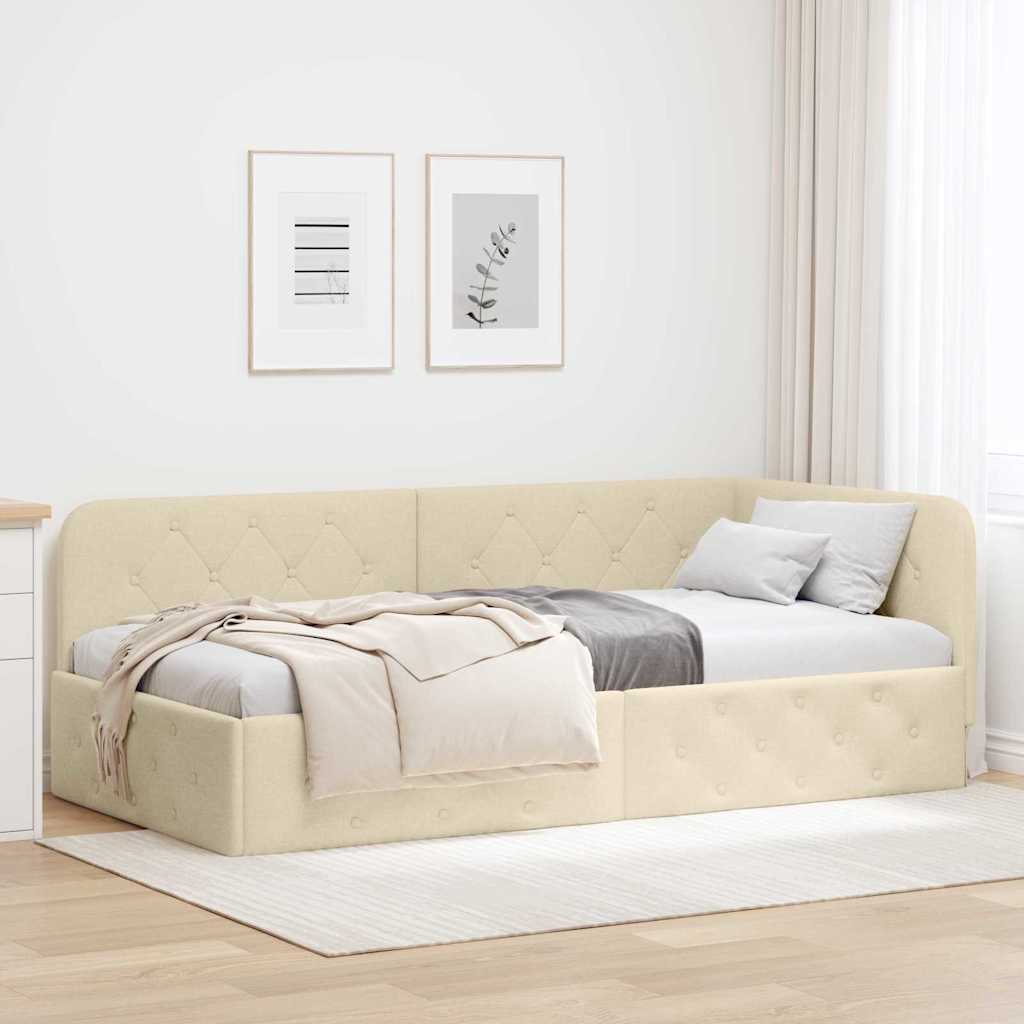 Hjørnesengramme Creme 90 x 190 cm Stof