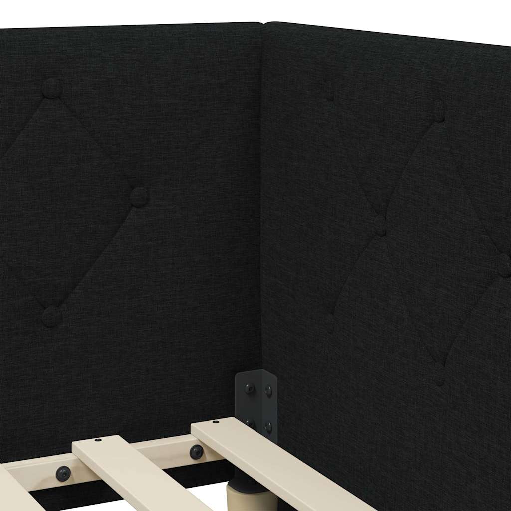Hjørnesengramme Sort 90 x 200 cm Stof