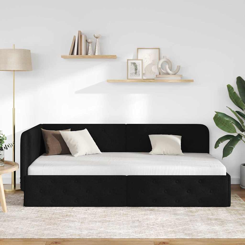 Hjørnesengramme Sort 100 x 200 cm Stof