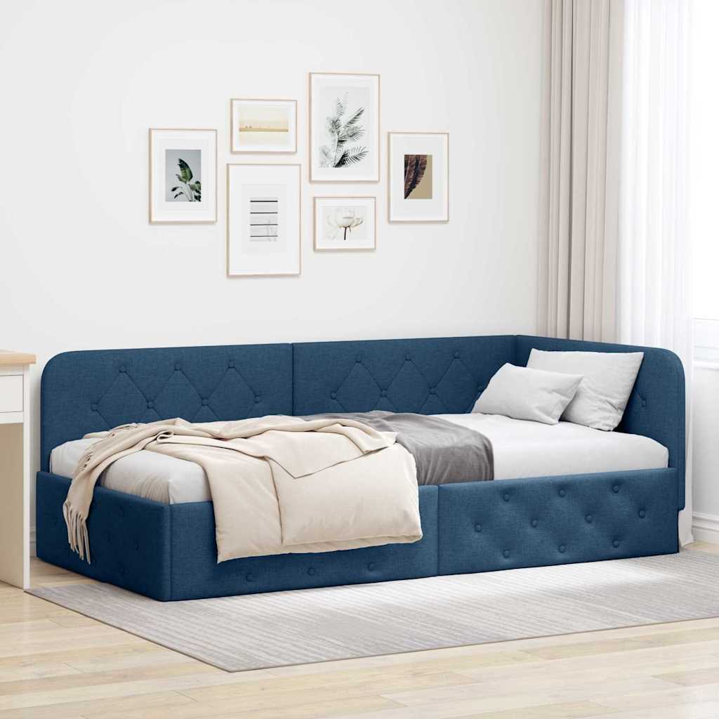 Hjørnesengramme Blå 100 x 200 cm Stof