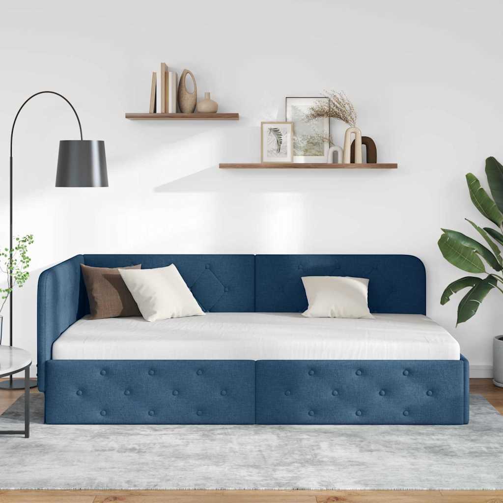 Hjørnesengramme Blå 100 x 200 cm Stof