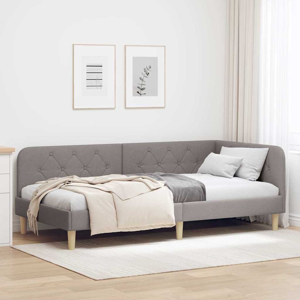 Hjørnesengramme Gråbrun 90 x 190 cm Stof