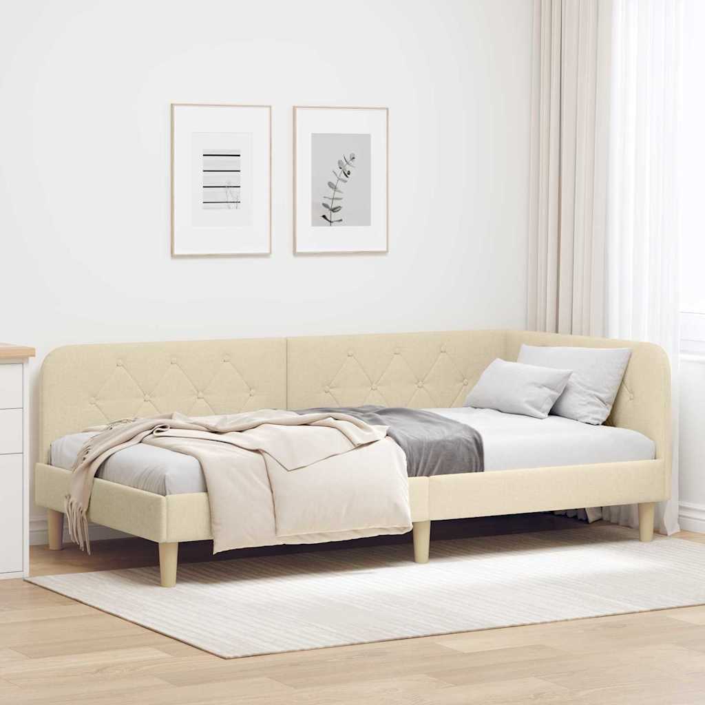 Hjørnesengramme Creme 90 x 200 cm Stof