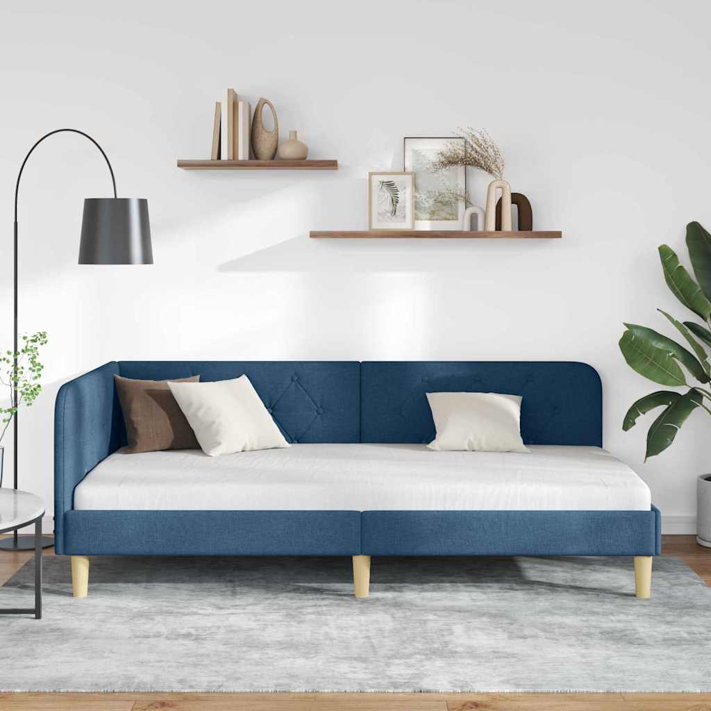 Hjørnesengramme Blå 90 x 200 cm Stof