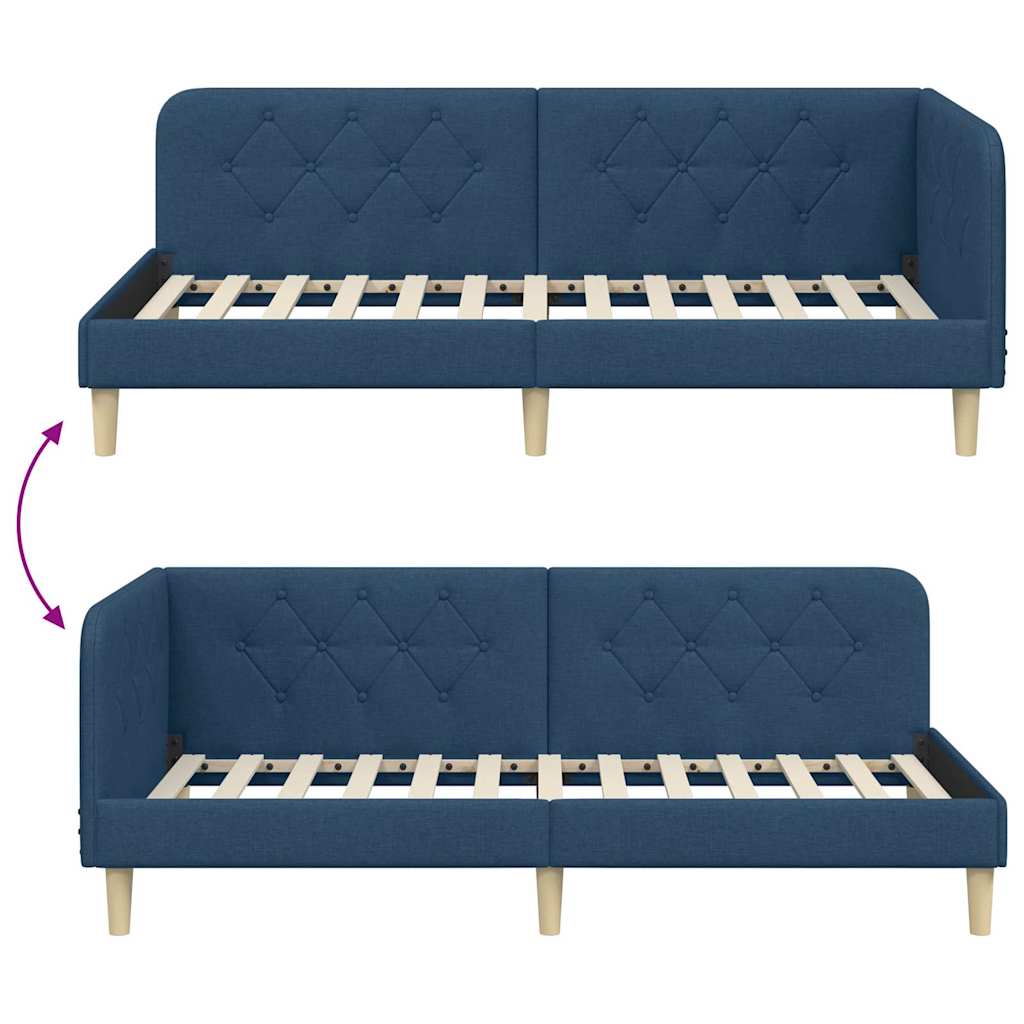 Hjørnesengramme Blå 90 x 200 cm Stof