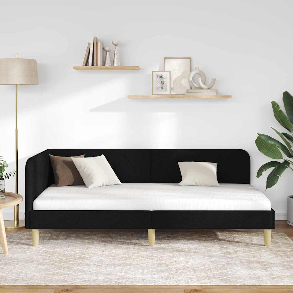 Hjørnesengramme Sort 100 x 200 cm Stof