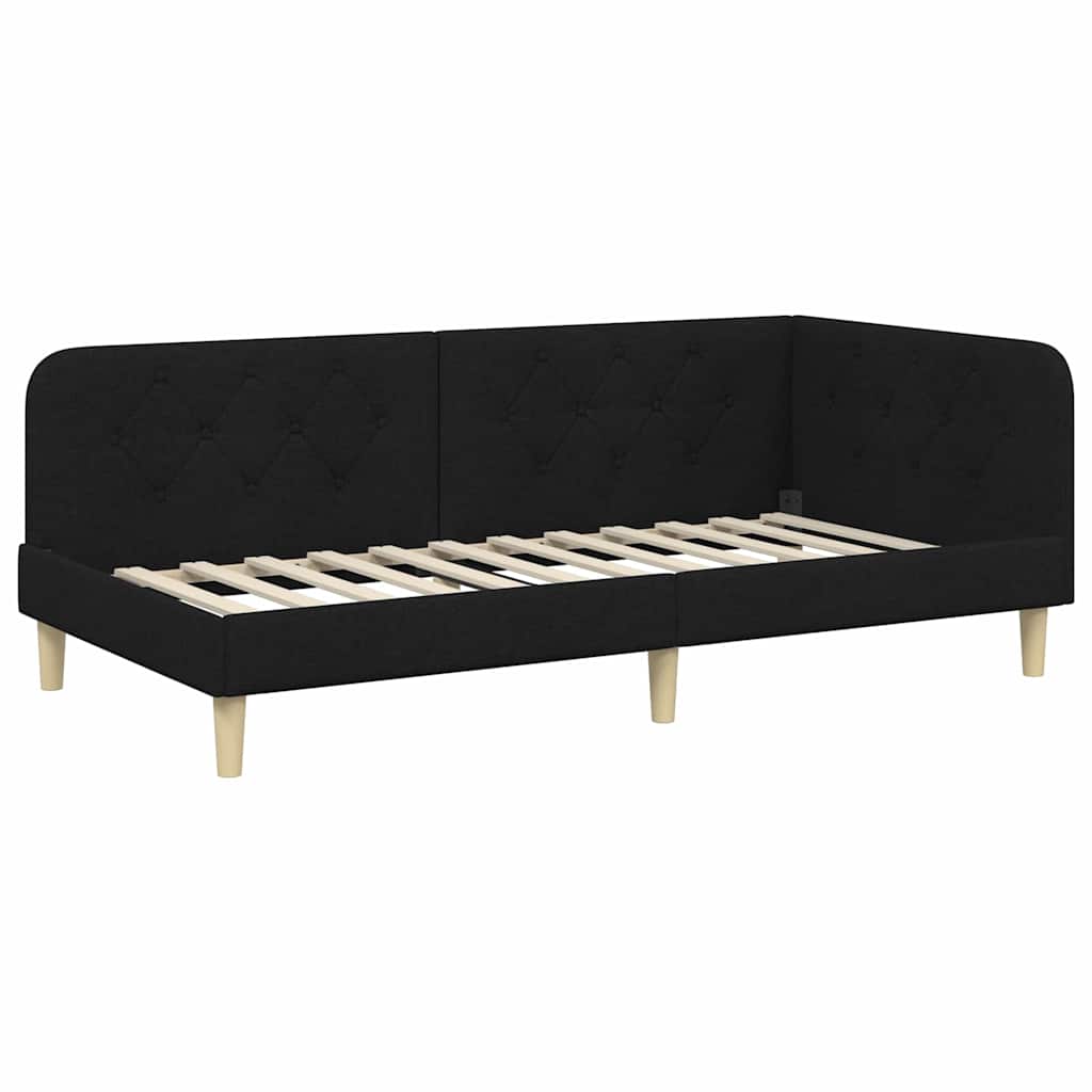 Hjørnesengramme Sort 100 x 200 cm Stof
