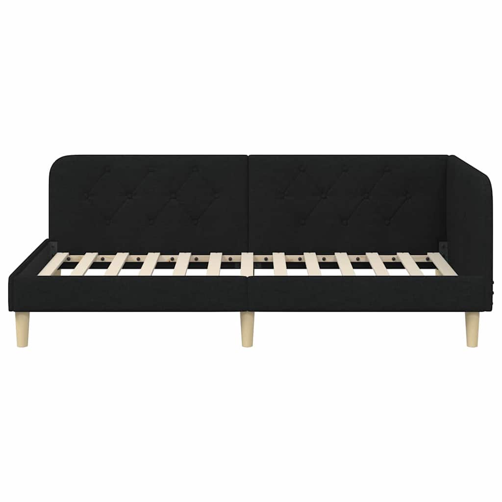 Hjørnesengramme Sort 100 x 200 cm Stof