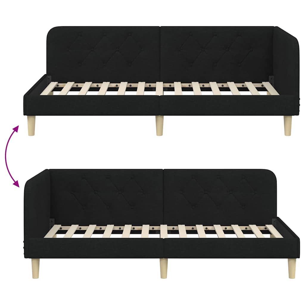 Hjørnesengramme Sort 100 x 200 cm Stof
