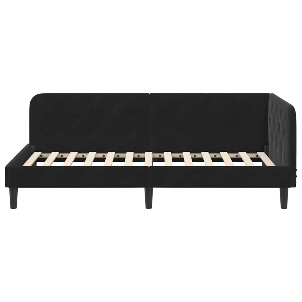 Hjørnesengramme Sort 90 x 200 cm Fløjl
