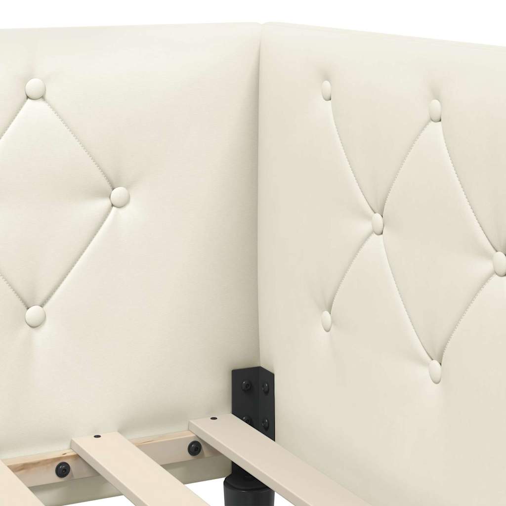 Hjørnesengramme Creme 90 x 200 cm Fløjl