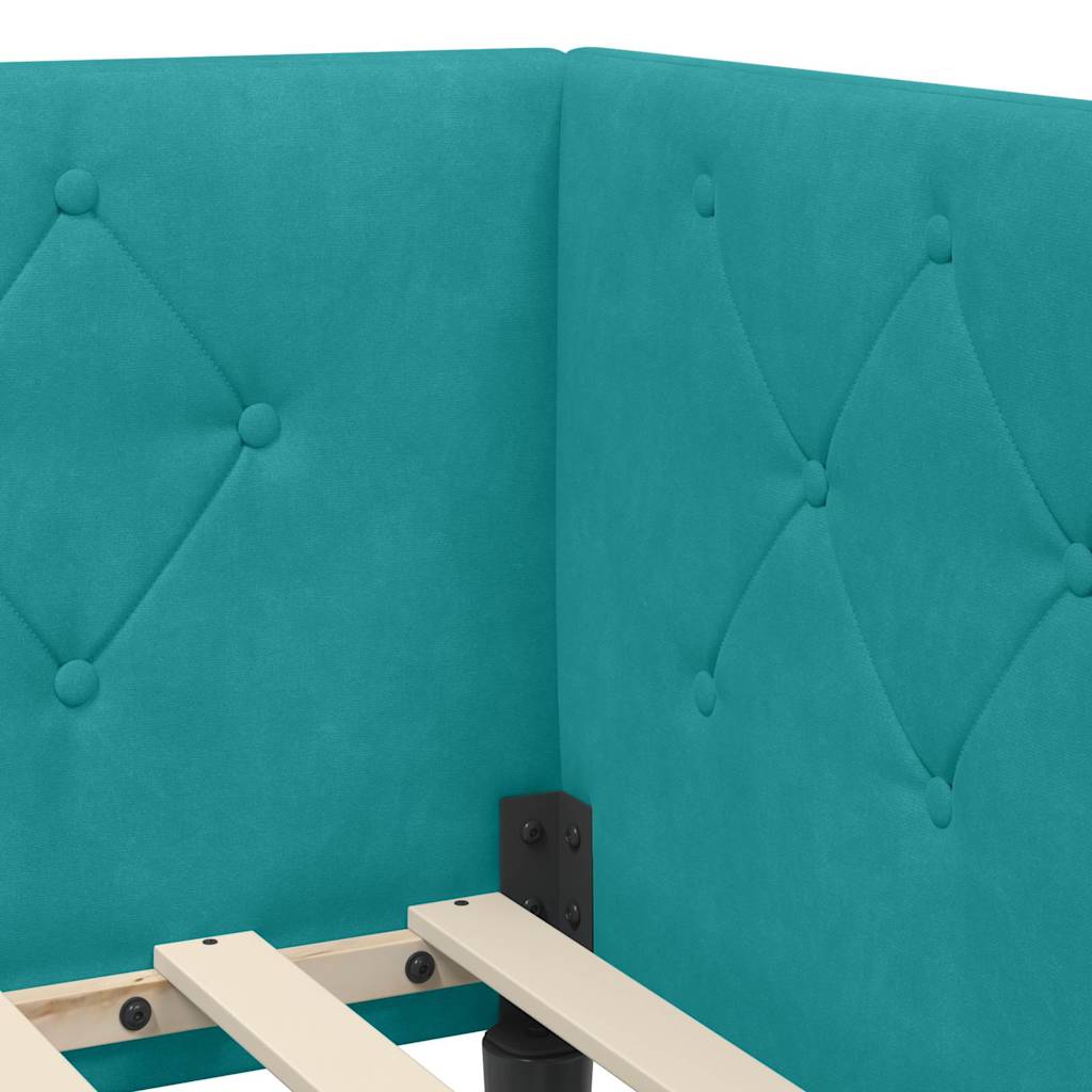 Hjørnesengramme Turkis 90 x 200 cm Fløjl