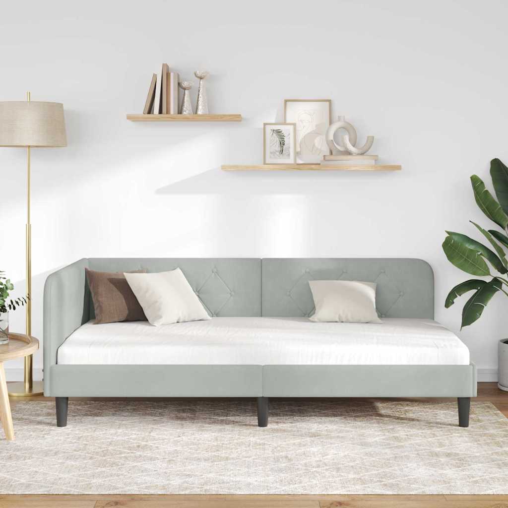 Hjørnesengramme Lysegrå 100 x 200 cm Fløjl