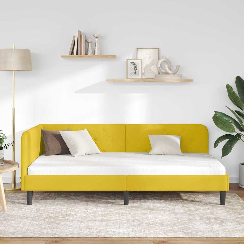 Hjørnesengramme Gul 100 x 200 cm Fløjl