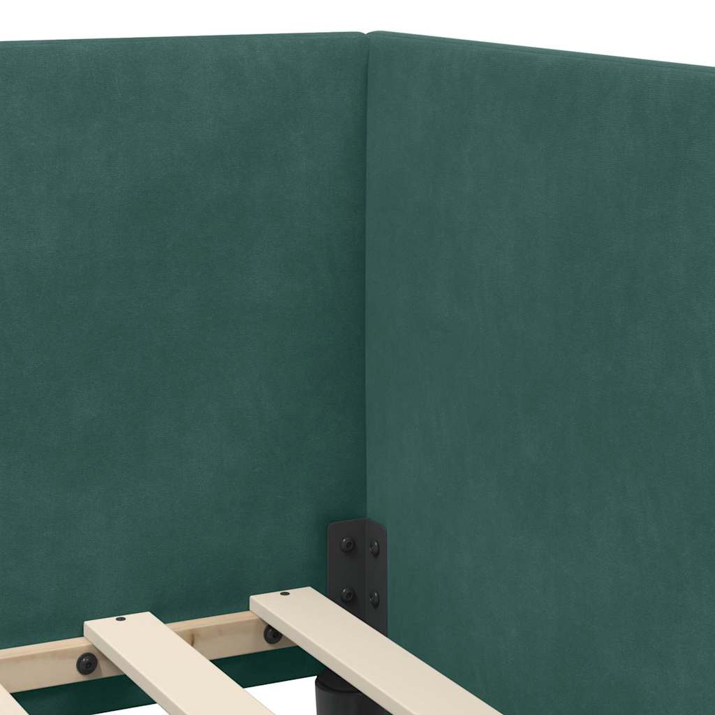 Hjørnesengramme med hovedgærde Mørkegrøn 80 cm x 200 cm Fløjl