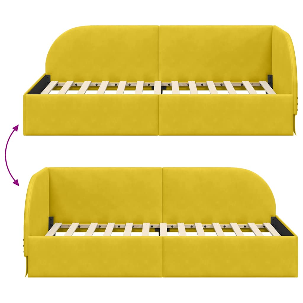 Hjørnesengramme med hovedgærde Gul 80 cm x 200 cm Fløjl