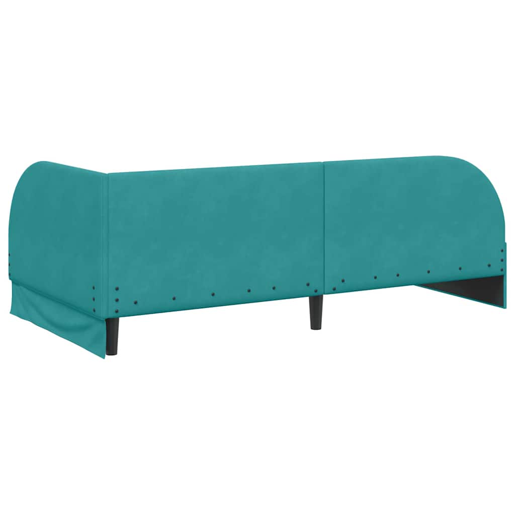Hjørnesengramme med hovedgærde Turkis 80 cm x 200 cm Fløjl